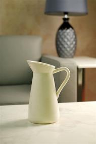 img 1 attached to Hosley Cream Ceramic Pitcher Vase - Perfect for Flowers, Home Decor, Weddings, and Aromatherapy