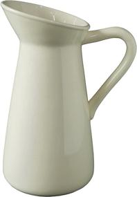 img 4 attached to Hosley Cream Ceramic Pitcher Vase - Perfect for Flowers, Home Decor, Weddings, and Aromatherapy