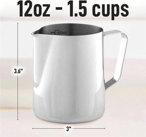 img 3 attached to ☕ Frothing Pitcher Steamer Cup - Easy-to-Read Creamer Measurements Inside - Ideal for Coffee Matcha Chai Cappuccino Latte & Hot Chocolate – Stainless Steel 12oz/350ml - Top Milk Frother for Better Results