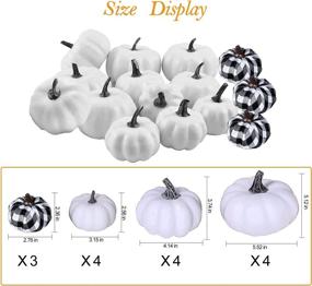 img 3 attached to TERMAELY Artificial White Pumpkins with Buffalo Check Pumpkin and Eucalyptus Garland - Perfect Fall Floral Arrangement for Halloween & Thanksgiving Home Decor