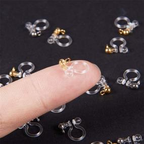 img 2 attached to 💎 PH Pandahall 24 Pieces Transparent U Type Alloy Clip-on Earring Converter: Painless Allergy-free Resin Earring Components for Non-Pierced Ears