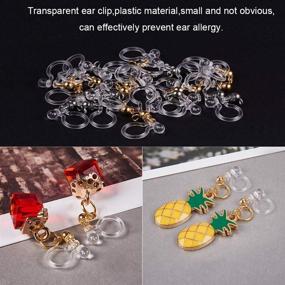 img 1 attached to 💎 PH Pandahall 24 Pieces Transparent U Type Alloy Clip-on Earring Converter: Painless Allergy-free Resin Earring Components for Non-Pierced Ears