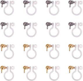 img 4 attached to 💎 PH Pandahall 24 Pieces Transparent U Type Alloy Clip-on Earring Converter: Painless Allergy-free Resin Earring Components for Non-Pierced Ears