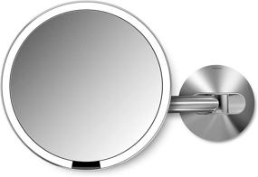 img 4 attached to 💡 simplehuman 8" Round Wall Mount Sensor Makeup Mirror: 5x Magnification, Stainless Steel, Hard-Wired - Efficient and Stylish
