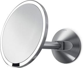img 2 attached to 💡 simplehuman 8" Round Wall Mount Sensor Makeup Mirror: 5x Magnification, Stainless Steel, Hard-Wired - Efficient and Stylish