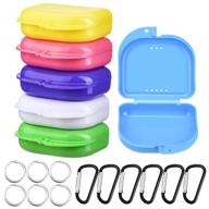 🌈 convenient and colorful: 6-piece retainer cases with d-shaped buckles and keychain rings for orthodontic denture storage logo