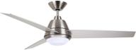 🏡 kathy ireland home geode large ceiling fan indoor with dimmable led light, 52 inch contemporary fixture, modern design with 3 blades and downrod mount, brushed steel - includes wall control логотип