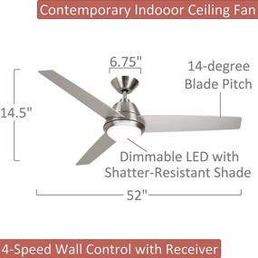 img 2 attached to 🏡 kathy ireland HOME Geode Large Ceiling Fan Indoor with Dimmable LED Light, 52 Inch Contemporary Fixture, Modern Design with 3 Blades and Downrod Mount, Brushed Steel - Includes Wall Control