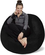 comfy black bean bag chair for dorm room - sofa sack plush memory foam filled furniture with microsuede cover logo