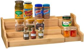 img 4 attached to Bamboo 3 Tier Spice Rack Kitchen Cabinet Organizer: Expandable Display Shelf for Organized Storage