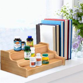 img 1 attached to Bamboo 3 Tier Spice Rack Kitchen Cabinet Organizer: Expandable Display Shelf for Organized Storage