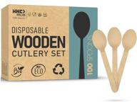 🌱 compostable disposable wooden spoons - 100 pieces - eco-friendly alternative to plastic cutlery - 6.3 inch utensil for camping, bbq, picnic, lunch - smooth and sturdy logo
