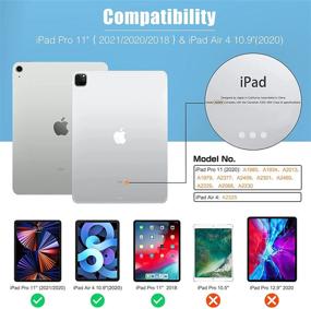 img 2 attached to IVSOTEK умный чехол с 360° вращением для iPad Air 4-го поколения 10,9 дюйма (2020 год) и iPad Pro 11 дюймов (2021/2020/2018 гг.), автоматический режим сна/будильник, держатель для зарядки Apple Pencil, синий.