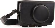 📷 megagear mg1173 чехол из кожи для камеры canon powershot sx740 hs, sx730 hs - черный, с ремнем логотип
