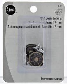 img 3 attached to 👖 Dritz Antique Brass No-Sew Jean Buttons, 6-Pack, 5/8 Inch