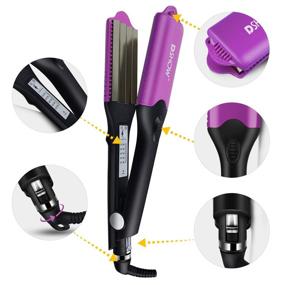 img 2 attached to 💜 DSHOW 4-in-1 Hair Tool: Crimper, Waver, Straightener, Curling Iron with 4 Interchangeable Titanium Ceramic Plates (PURPLE)