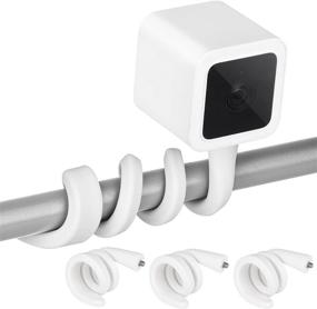 img 4 attached to Flexible 3Pack Gooseneck Mount for Wyze Cam V3 & Wyze Cam Outdoor - Easy Tool-Less Attachment Anywhere - White