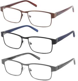 img 4 attached to 👓 CRGATV 3-Pack Blue Light Blocking Metal Full Frame Computer Readers | Anti UV/Eye Strain/Glare | Men's Reading Glasses (+2.0 Magnification Strength)