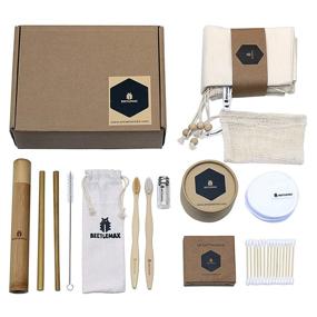 img 3 attached to 🌱 Zero Waste Gift Set: Beetlemax Antiplastic Kit with Sustainable Bamboo Straws, Toothbrushes, Silk Dental Floss, Bamboo-Cotton Pads, Swabs, and Mesh Produce Bags