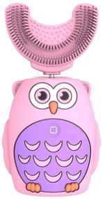 img 4 attached to 🦷 Qmix Kids Electric Toothbrush - U-Shaped Brush Head | Waterproof | Cartoon Design - Ultra Sonic Toothbrush for Toddlers (Pink)