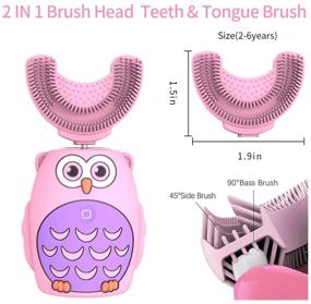 img 3 attached to 🦷 Qmix Kids Electric Toothbrush - U-Shaped Brush Head | Waterproof | Cartoon Design - Ultra Sonic Toothbrush for Toddlers (Pink)