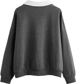 img 3 attached to SweatyRocks Contrast Collar Drop Shoulder Women's Casual Long Sleeve Pullover Sweatshirt Tops: Perfect Blend of Comfort and Style