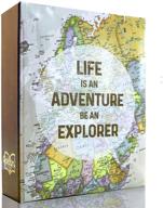 holoary photo albums: small size, 100 pockets, 4x6 photos, adventure travel with printed book cover - old map design logo