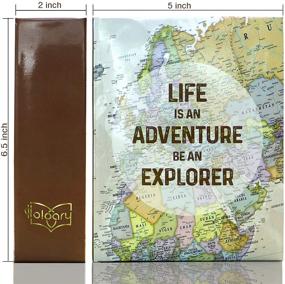 img 3 attached to Фотоальбомы Holoary: маленький размер, 100 карманов, фотографии 4x6, приключенческие путешествия с напечатанной обложкой книги - дизайн старой карты