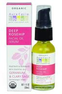 aura cacia organic rosehip restoring serum - 1 fluid ounce logo