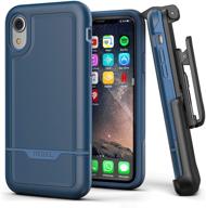 📱 blue encased iphone xr rugged holster case with belt clip - heavy duty protective cover holder (rebel armor series) logo