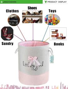 img 2 attached to 🧺 LANGYASHAN Laundry Basket Canvas Collapsible Organizer Storage Basket - Perfect Gift for Organizing Laundry, Toys and Clothes in Bedroom, Nursery - Boys and Girls (Pink Lace)