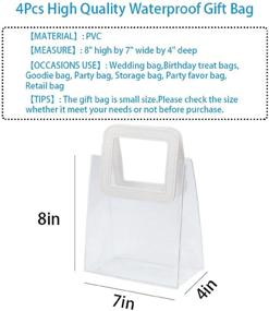 img 3 attached to 🎁 Clear Gift Bag with Handle - Set of 4 Small Gift Bags for Bridal Party, Baby Shower, Wedding, Birthday, Shopping, Goody Bag - Heavy Duty Handle Gift Bag Bulk - 7"x4"x8