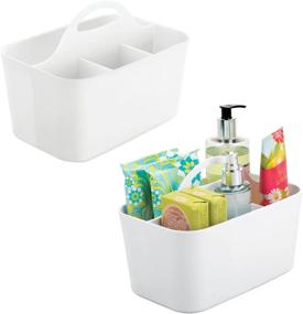 img 4 attached to mDesign Plastic Shower Caddy Storage Organizer Basket for Dorm Bathroom Bathtub - Lumiere Collection - 2 Pack - White
