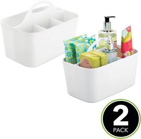 img 3 attached to mDesign Plastic Shower Caddy Storage Organizer Basket for Dorm Bathroom Bathtub - Lumiere Collection - 2 Pack - White