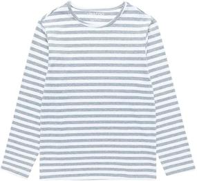 img 4 attached to 👚 Stylish UNACOO Crewneck Long Sleeve T-Shirt: Perfect Striped Tops, Tees, & Blouses for Girls' Clothing