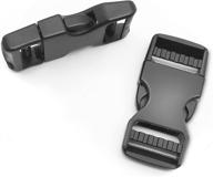 🎒 2 pack of black side release buckles: ideal plastic buckles for 1 inch webbing, backpack straps, and belt buttons for fanny packs, waist bags, dog collars - heavy duty adjustable snaps clips for enhanced durability logo