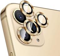 📷 hoerrye for iphone 12 pro max camera lens protector: metal full cover + tempered glass circle screen protection - gold (6.7'') logo