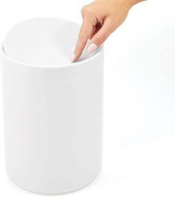 img 2 attached to mDesign Small Round Swing Trash Can: Stylish Garbage Container Bin with Removable Swing Lid - Perfect for Bathroom, Kitchen, Office, and More - White