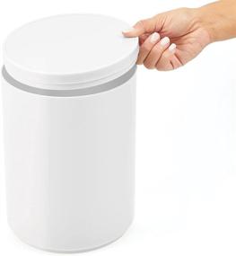 img 1 attached to mDesign Small Round Swing Trash Can: Stylish Garbage Container Bin with Removable Swing Lid - Perfect for Bathroom, Kitchen, Office, and More - White