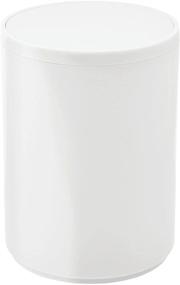 img 4 attached to mDesign Small Round Swing Trash Can: Stylish Garbage Container Bin with Removable Swing Lid - Perfect for Bathroom, Kitchen, Office, and More - White