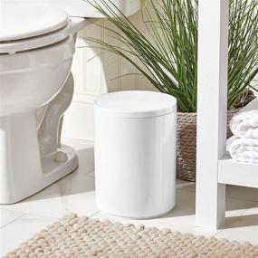 img 3 attached to mDesign Small Round Swing Trash Can: Stylish Garbage Container Bin with Removable Swing Lid - Perfect for Bathroom, Kitchen, Office, and More - White