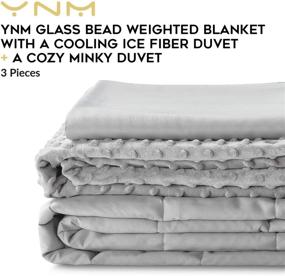 img 3 attached to YnM Weighted Blanket and Duvet Covers: Hot & Cold Set (3 Pieces) - Light Grey, 60''x80'' 15lbs - Perfect for One Person (~140lb) on Queen/King Bed