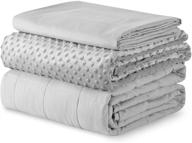 ynm weighted blanket and duvet covers: hot & cold set (3 pieces) - light grey, 60''x80'' 15lbs - perfect for one person (~140lb) on queen/king bed logo