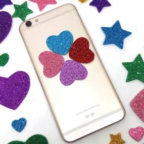 img 2 attached to 260 Glitter Foam Stickers-Assorted Colors: Self-Adhesive Stars & Mini Heart Shapes for Kids' Crafts, Greeting Cards, Home Decor