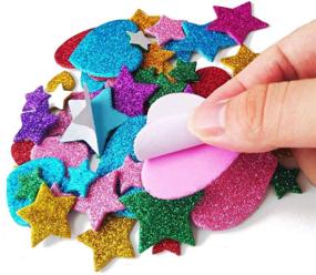 img 3 attached to 260 Glitter Foam Stickers-Assorted Colors: Self-Adhesive Stars & Mini Heart Shapes for Kids' Crafts, Greeting Cards, Home Decor