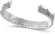 👯 inspirational friendship bracelets for women mom - engraved mantra stainless steel cuff bangle gifts for teen girls, daughters, sisters, & best friends - not sisters by blood but sisters by heart bracelet logo