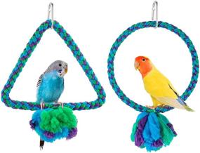 img 4 attached to MEWTOGO Cotton Parrot Swings Round Triangle