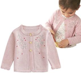 img 4 attached to 👶 Adorable and Comfortable Simplee kids Baby Girl Thin Sweater Cardigans in Solid White Pink for Toddlers (0-3 Years)