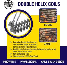 img 2 attached to 🍖 Grillers Choice Commercial Grill Brush - Bristle Free, Double Helix Coils, 18" Long Handle, Stainless Steel, All Grill Types - 3-in-1 Professional Barbecue Cleaner!