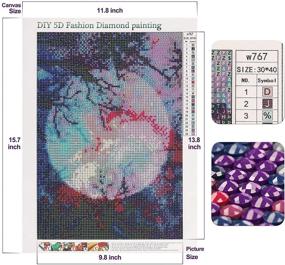 img 3 attached to 🌙 Airdea набор для самостоятельной сборки алмазной мозаики 5D «Луна»: полное сверление, набор для вышивки крестом для взрослых - великолепная вышивка Луны, настенная наклейка-декор 11,8x15,8 дюйма.